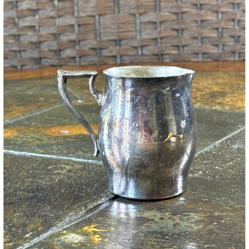 Paul Revere Style Creamer Pitcher Silver Plate Small Vintage Tableware Tarnished